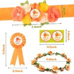Little Cutie Citrus Maternity Sash Mom to Be & Daddy to Be Corsage Orange Clementine Flower Crown Pregnancy Sash Decoration Autumn Baby Shower Kit Party Favors Pregnancy Photo Prop Gift