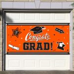 Graduation Backdrop Banner Orange Large Congrats Grad Party Supplies Decorations Photography Background for 2023Graduation Party