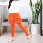 KEREDA Girls Leggings Tutu Skirt Pants Kids Cotton Footless Tights 7-8 L-Orange