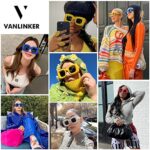 VANLINKER Cute Square Inflated Sunglasses for Women Men Trendy Chunky Glasses Retro Thick Frame Funny Mask Shades VL9733 Tangelo Orange