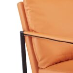Gatroty PU Leather Accent Chair, Mid Century Modern Arm Chair, 2 Chairs, Suitable for Living Room, Bedroom, Small Space, Orange