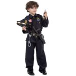 JAZGROM Police Costume for Kids Halloween Deluxe Role Play Kit for Boys Girls