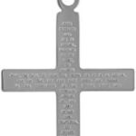 Amazon Collection Men’s Sterling Silver Solid Polished Cross with Lord’s Prayer Inscription and Stainless Steel Chain, 24″