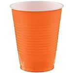 Amscan Big Party Pack Plastic Cups, 50 Count (Pack of 1), Orange Peel