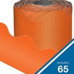 Carson Dellosa 65 Ft Scalloped Orange Bulletin Board Borders, Classroom Borders for Bulletin Board, White Board, Cork Board, Locker, and Classroom Décor, Bulletin Board Trim