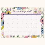 Orange Circle Studio | 2023-2024 Bella Flora Decorative Desk Blotter – 19″ x 14″ 17-Month Large Monthly Grid View – Write To-Dos & Reminders – Thick, Matte Paper & Rounded Corners – (Flower Calendar)
