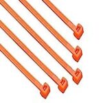 South Main Hardware 848147 8-in 100-Pack, 75-lb, Hi-Vis Orange, Standard Nylon Cable Tie, 8″, 100 Piece