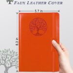 Hardcover Leather Lined Journal Notebook for Women Men,5.7×8.3″ Tree of Life Journals for Writing,College Ruled Notebook for Travel,Business,Work,Office,School Note Taking,256 Pages Thick Paper Diary (orange)