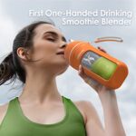 GREECHO One-handed Drinking Mini Blender for Shakes and Smoothies with Rechargeable USB, Made with BPA-Free Material Portable Personal Juicer, 12 oz, Vibrant Orange