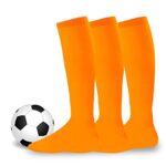 Softball Socks Girls boys baseball Socks basketball Socks for Kids 3-Pairs (Youth (5-7), X-Small Orange)