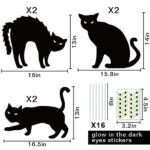 Ivenf Halloween Decorations Outdoor, 6ct Black Cat Decor Yard Signs with Stakes, Scary Silhouette with Glow in Dark Eyes, Corrugated Plastic, Waterproof Lawn Decorations for Kids Family Home Party