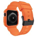 OROBAY Compatible with Apple Watch Band 45mm 44mm 42mm with Case, Shockproof Rugged Band Strap for iWatch SE2 SE Series 8/7/6/5/4/3/2/1 45mm 44mm 42mm with Bumper Case Cover Men Women, Orange