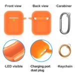 MOLOPPO AirPods Case Cover, Soft Silicone Protective Cover with Keychain for Women Men Compatible with Apple AirPods 2nd 1st Generation Charging Case, Front LED Visible-Orange
