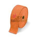 JDMBESTBOY Orange Exhaust Pipe Insulation Thermal Heat Wrap 2″ x 50′ Motorcycle Header Protection Fiberglass Heat Shield 6X Stainless Ties