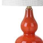 JONATHAN Y JYL1028G Anya 20.5″ Mini Glass LED Table Lamp, Transitional, Glam, Midcentury, Modern, Elegant, Office, Living Room, Family Room, Dining Room, Bedroom, Hallway, Foyer, Sunset Orange