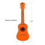 KaKo’o Award Winning Sunrise Orange Soprano Ukulele – Metal Geared Tuners and Premium Nylon Strings – Guide Book Learn Easy Chords – Carrying Case & Ukulele Playing Strap (Sunrise Orange)