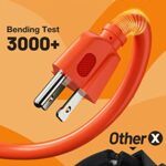 25Ft Outdoor Extension Cord Waterproof Orange Red 16 AWG 3 Prong, Flexible Long Wires Perfect for Home or Office Use, UL Listed,Addlon