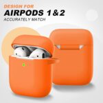 Woyinger AirPods Case Cover, Soft Silicone Protective Cover with Buckle for Women Men Compatible with Apple AirPods 2nd 1st Generation Charging Case, Front LED Visible?Orange