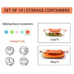 YANGNAY 10 Pack Glass Food Storage Containers with Airtight Lids, Leak-Proof Meal Prep Containers with Lids, Dishwasher/Microwave/Oven/Freezer Safe (Orange)