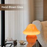 HEQET Mushroom Lamp Orange White Glass Mushroom Table Lamp for Bedrooms, Living Room, Aesthetic Lamps for Bedroom, Cute Bedside Lamp(Orange)