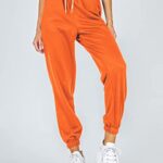 Women’s 2023 Fall Cinch Bottom Sweatpants High Waisted Athletic Joggers Halloween Clothes Thanksgiving Outfit Orange