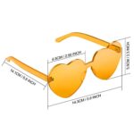 Maxdot Heart Shape Sunglasses Rimless Transparent Heart Glasses Party Favors (Orange)