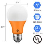 Energetic A19 Orange Light Bulb, 3W Equivalent 40W, E26 Base Non-dimmable LED Bulb for Indoor Use, Party Decoration, Home and Holiday Lighting, UL Listed, 2 Pack