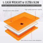 CISSOOK for MacBook Air 15 inch Case Orange 2023 Release A2941 M2, Plastic Hard Shell & Keyboard Cover & Screen Protector Webcam Cover USB Adapter for Air 15 2023, Crystal Orange