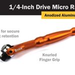 Titan 11322 1/4-Inch Drive x 4-Inch 90-Tooth Swivel Head Micro Ratchet – Orange