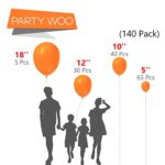 PartyWoo Orange Balloons, 140 pcs Tangerine Orange Balloons Different Sizes Pack of 18 Inch 12 Inch 10 Inch 5 Inch Balloons for Balloon Garland Balloon Arch as Party Decorations, Birthday Decorations