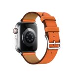 Sidart Luxury Soft Designer Leather Band Compatible with Apple Watch Series Ultra 8 7 6 5 4 3 2 1 SE, 38mm 40mm 41mm Single Tour for Women and Men, Orange