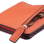 Gostwo Small Wallet for Women, Bifold Card Holder Rfid Wallet Women Genuine Leather with ID Window(Orange)