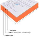 JANDJPACKAGING Neon Orange Heat Transfer Vinyl HTV for T-Shirts 12″x10″ 10 Pack Iron on Vinyls (Fluorescent Orange)