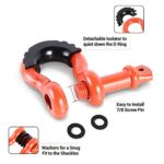 Ohuhu D Ring Shackles 3/4″ 2 Pack with 2 Isolators and 8 Washers, D Shackle Rugged 28.5 Ton (57,000 lbs) Maximum Break Strength, 4.75 Ton (9,500 Lbs) Capacity, Orange