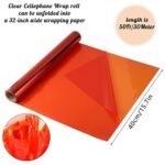 Pengxiaomei Orange Cellophane Wrap Roll 32in x 50ft Translucent Colored Cellophane Wrap for Mother’s Day Flower Crafts Gift Basket Wrap Decorations Graduate