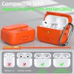 AirPods Pro 2nd/1st Generation Case Cover,Secure Lock Full Protective Silicone Skin Accessories for Women Men with Apple AirPods Pro 2022/2019 Charging Case,Design by Doboli,Orange