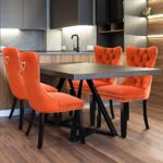 Fangflower Velvet Upholstered Kitchen & Dining Room Dining Chairs Set of 4, Orange
