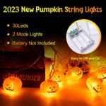 Halloween Decorations 16.4Ft 30LED Pumpkin String Lights, Battery Operated 2 Modes Light Halloween Decor Clearance for Home Indoor Outdoor Halloween Thanksgiving Festival Costumes Party Decorations