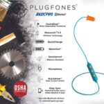 Plugfones Basic Pro Wireless Bluetooth in-Ear Earplug Earbuds – Noise Reduction Headphones with Noise Isolating Mic and Controls (Blue & Orange)