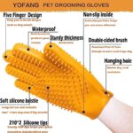 YOFANG Upgrada pet Grooming Gloves – Mild and Soft Brushes Gloves for Gentle for Bathing and Shedding Hair – Washing Gloves for Long and Short Hair Dogs & Cats & Horses – 1 Piece (Orange