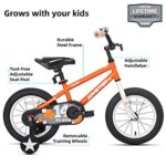 JOYSTAR 14 Inch Pluto Kids Bike with Training Wheels for Ages 3 4 5 Year Old Boys Girls Toddler Children BMX Bicycle Orange