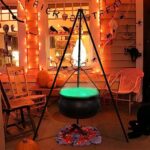 Halloween Decorations Outdoor – Halloween Party Decorations – Large Witches Cauldron on Tripod with Lights – Black Plastic Bowl Decor – Hocus Pocus Candy Bucket Decoration for Home Porch Outside