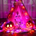 Orange & Purple Halloween Lights, 98.42ft 300 LED Orange Lights, Connectable 8 Modes Halloween String Lights, Plug in Twinkle Purple Halloween Lights Waterproof for Holiday Party Home Decor