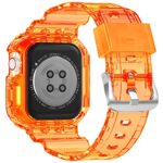 XYF Compatible for Crystal Clear Apple Watch Bands, 45mm 44mm 42mm 41mm 40mm 38mm with Bumper Case for Men Women Jelly Sport Case and Band for iWatch Series 8 7 SE/6 5 4 3 2 1 (Orange, 42/44/45mm)