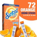 Sunkist Soda Orange Singles To Go Drink Mix, 12 Boxes with 6 Packets Each – 72 Total Servings