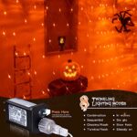 oopswow Halloween Net Lights,192LED 9.8ft x 6.6ft Outdoor Mesh Lights,with 8Mode Waterproof Connectable String Lights,Orange Lights for Patio,Tree, Bush,Festival,Party, Indoor Outdoor Halloween Decor