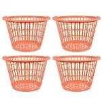 Evou Set of 4 Lightweight Plastic (Many Colors) 1 Bushel Round Laundry Baskets Hampers (Orange)