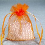 UBGBHO Pack Of 50 Gift Organza Bags 4×6 Inch Orange Drawstring for Baby Shower,Christmas,1st Birthday,Party Favors,Wedding,Fathers Day Sheer Fabric Solid Color Sachet for Jewelry,Bracelets,Watch,Beads