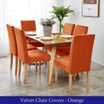 MILARAN Velvet Chair Covers for Dining Room, Soft Stretch Seat Slipcover, Washable Removable Parsons Chair Protector, Set of 2, Orange