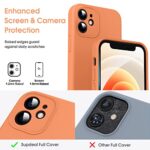 Supdeal Liquid Silicone Case for iPhone 12, [Camera Protection] [Anti Fingerprint] [Wireless Charging] 4 Layer Phone Case Protective Cover, Built-in Microfiber Case Cover, 6.1″, Orange